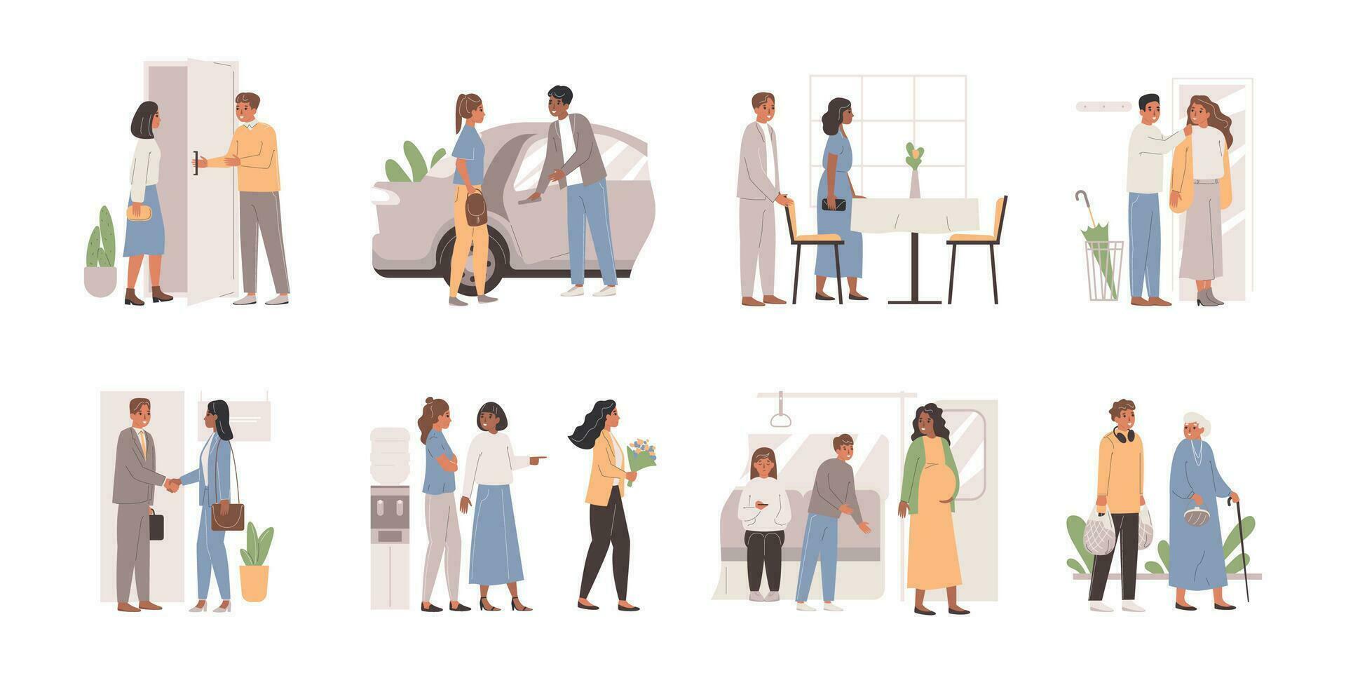 Etiquette Rules Flat Set vector