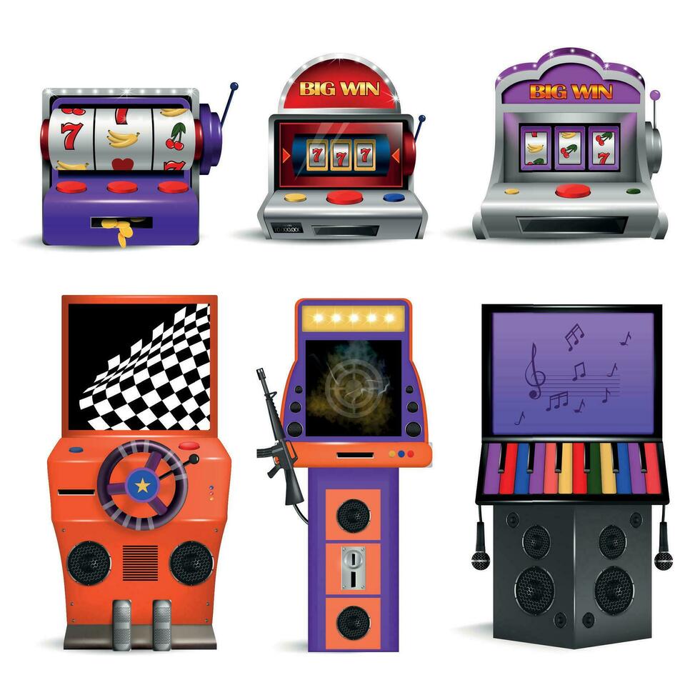 Game Machines Realistic Set vector