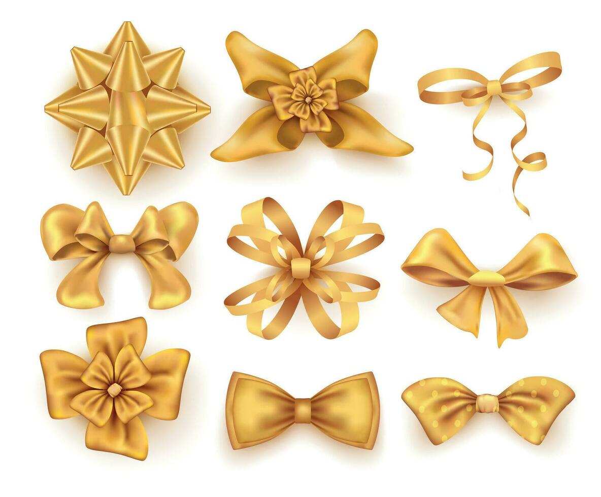 Golden Bows Realistic Collection vector