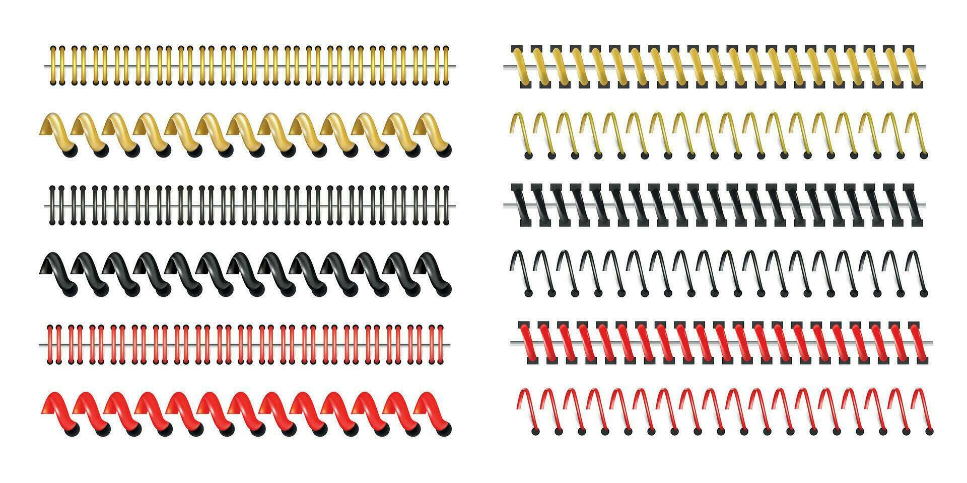 Metal Binders Color Set vector