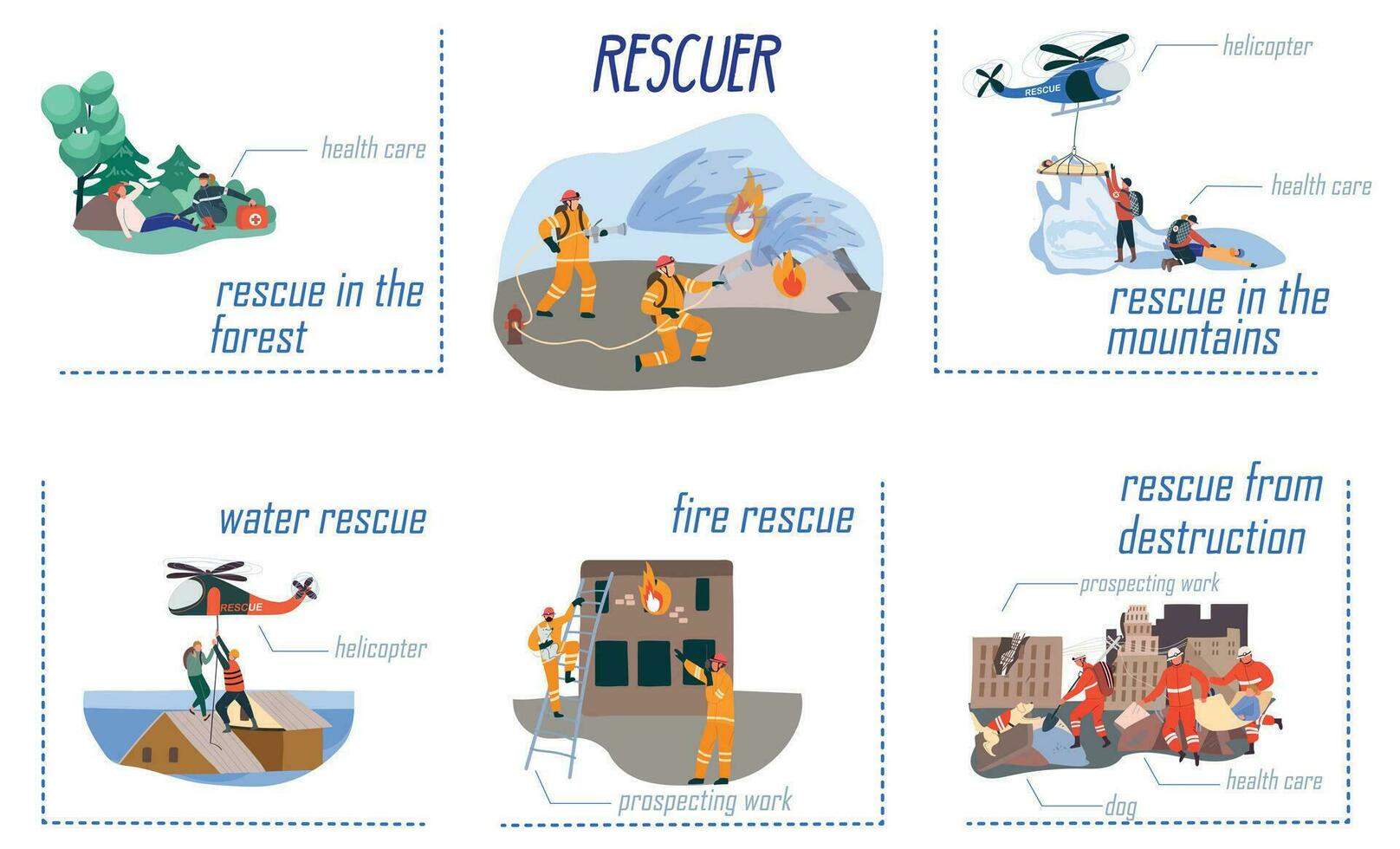 Rescuer Infographic Set vector