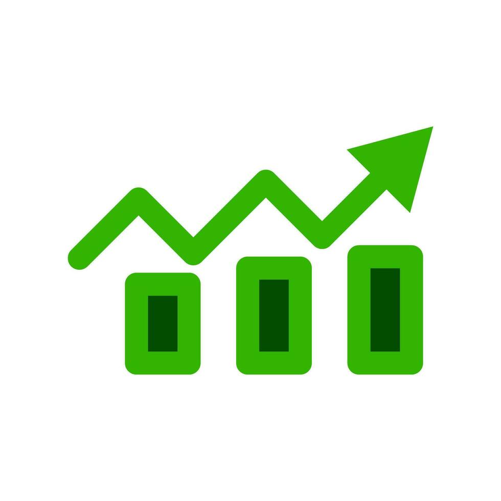 Flat design rising bar graph icon. Vector. vector