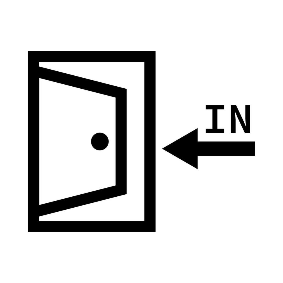 Enter room from door. Arrow and IN. Vector. vector