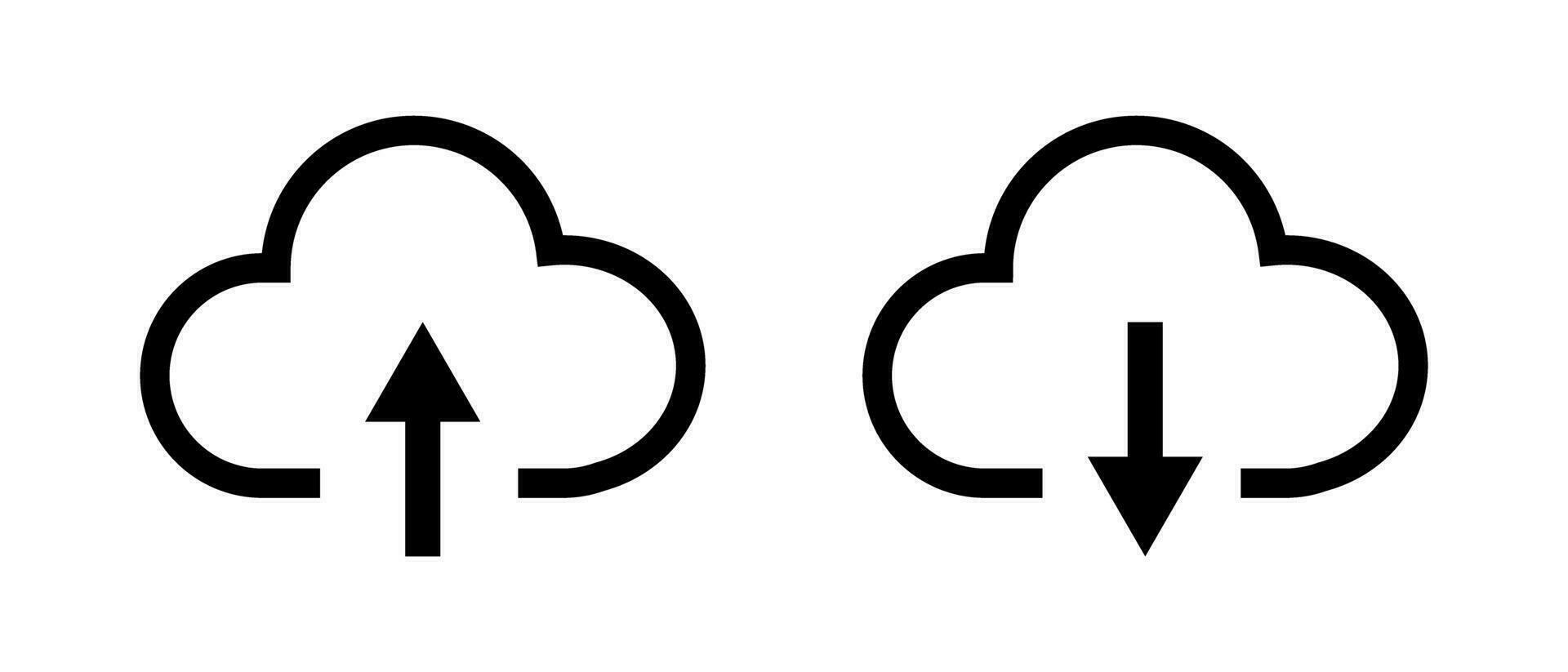 Simple cloud upload and cloud download icon set. Vector. vector