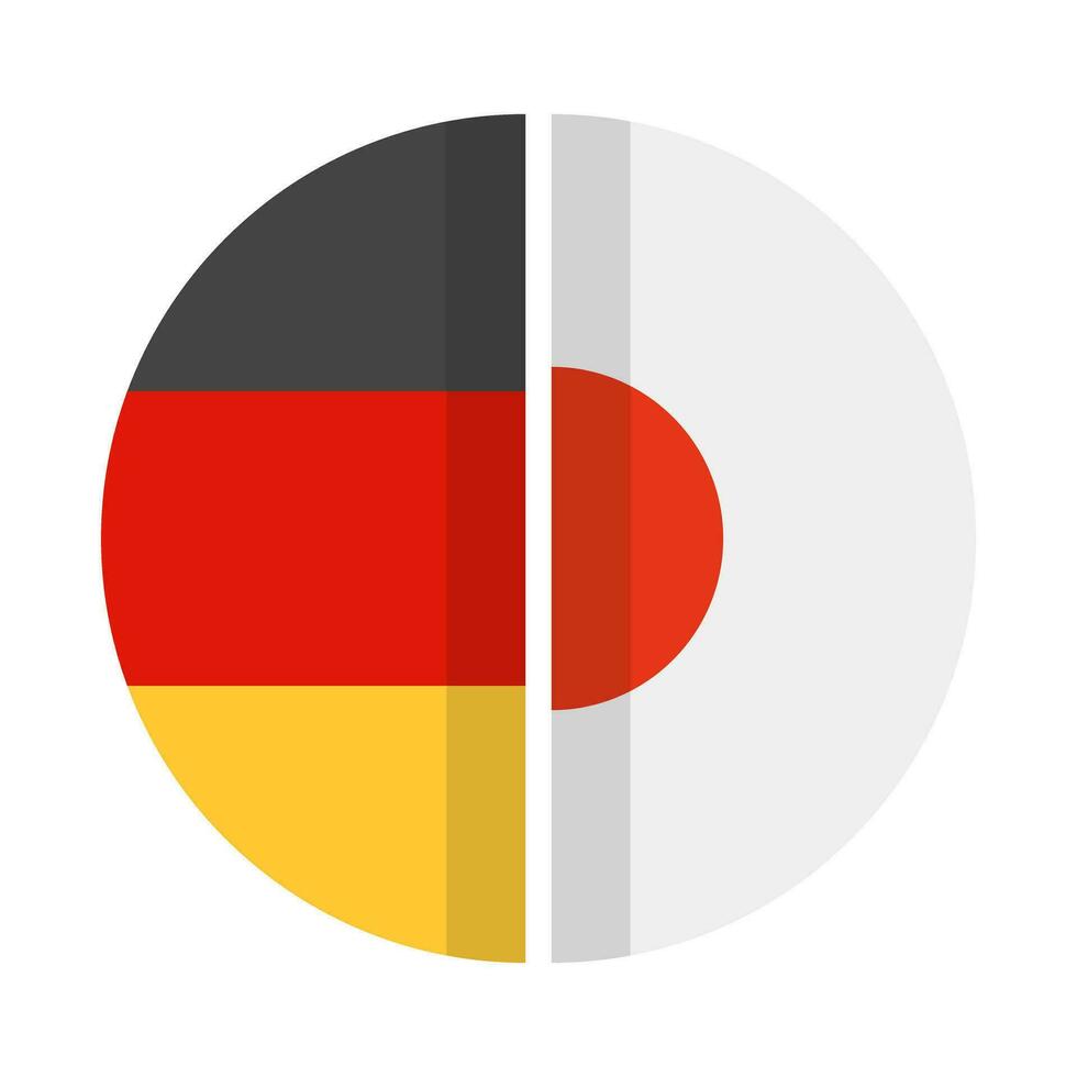 redondo alemán y japonés banderas vector. vector
