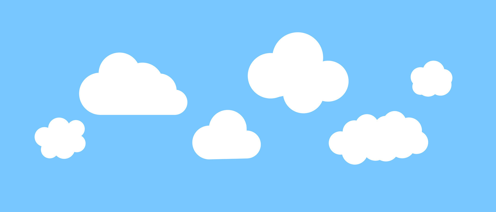 Various styles cloud icon set isolated on sky blue background. Vector