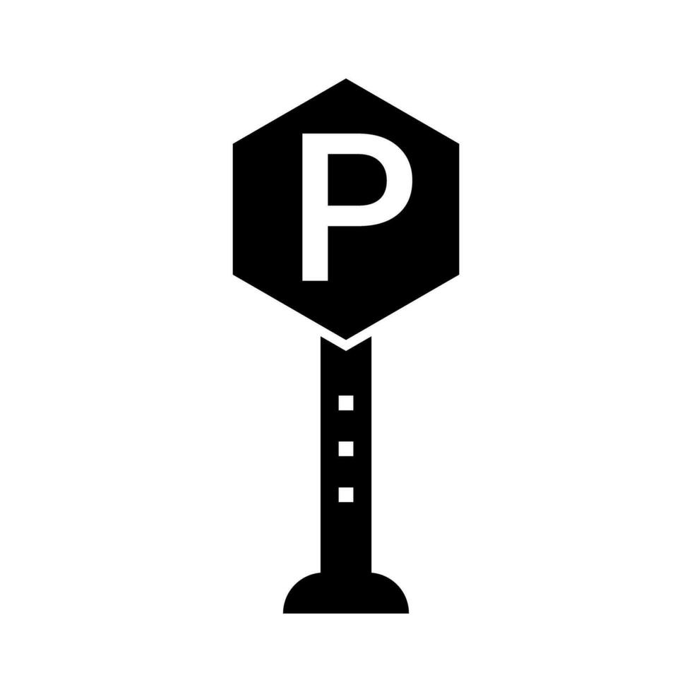 Parking lot sign and pole silhouette icon. Parking lot. Vector. vector