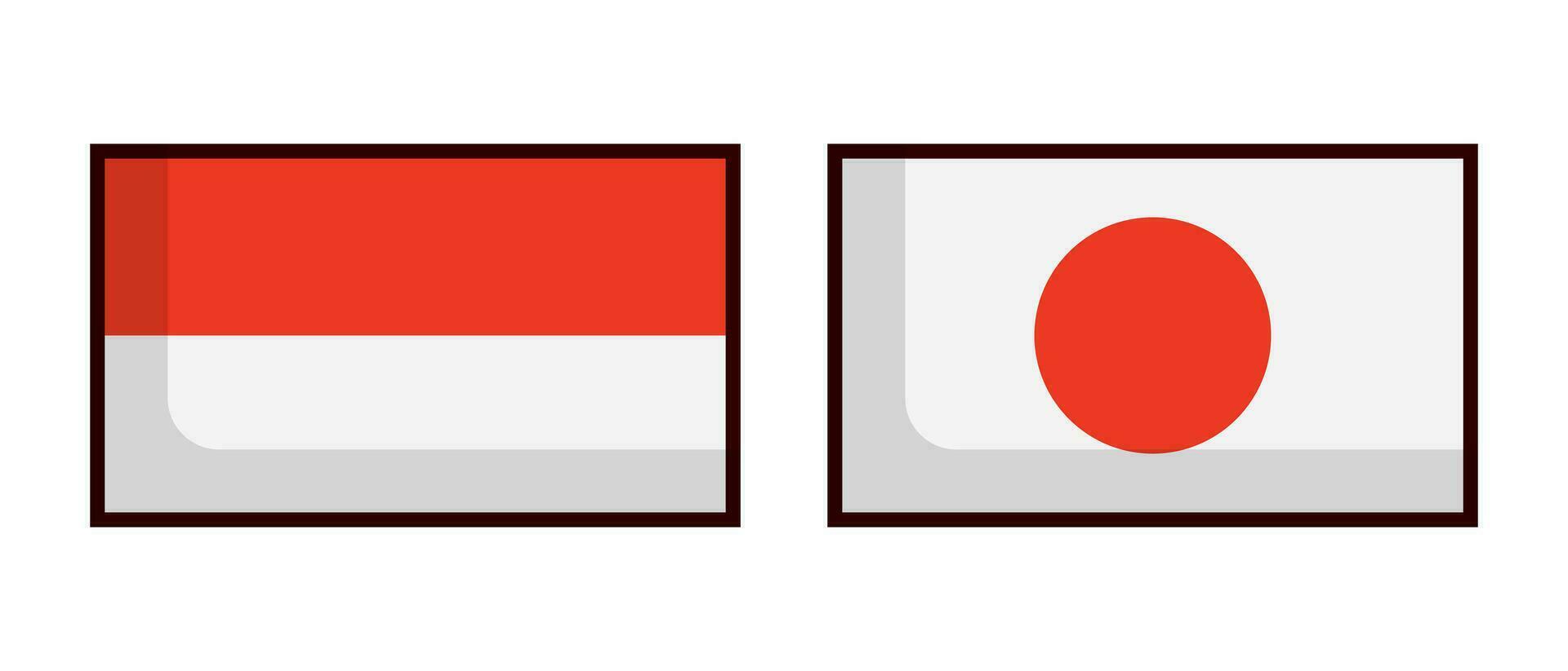 Indonesian and Japanese flags icon set. Vector. vector