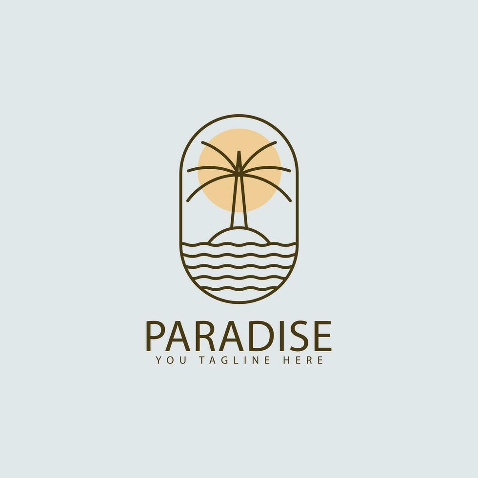 Minimalist Line Art Logo Badge Paradise vector