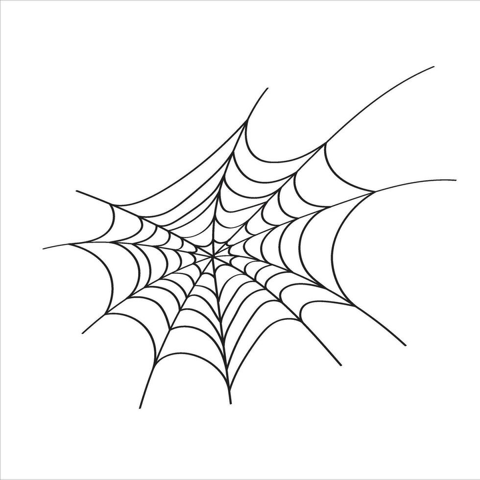 Vector outline illustration of a simple Halloween spider web, isolated object on the white background, clipart useful for halloween party decoration, hand drawn image