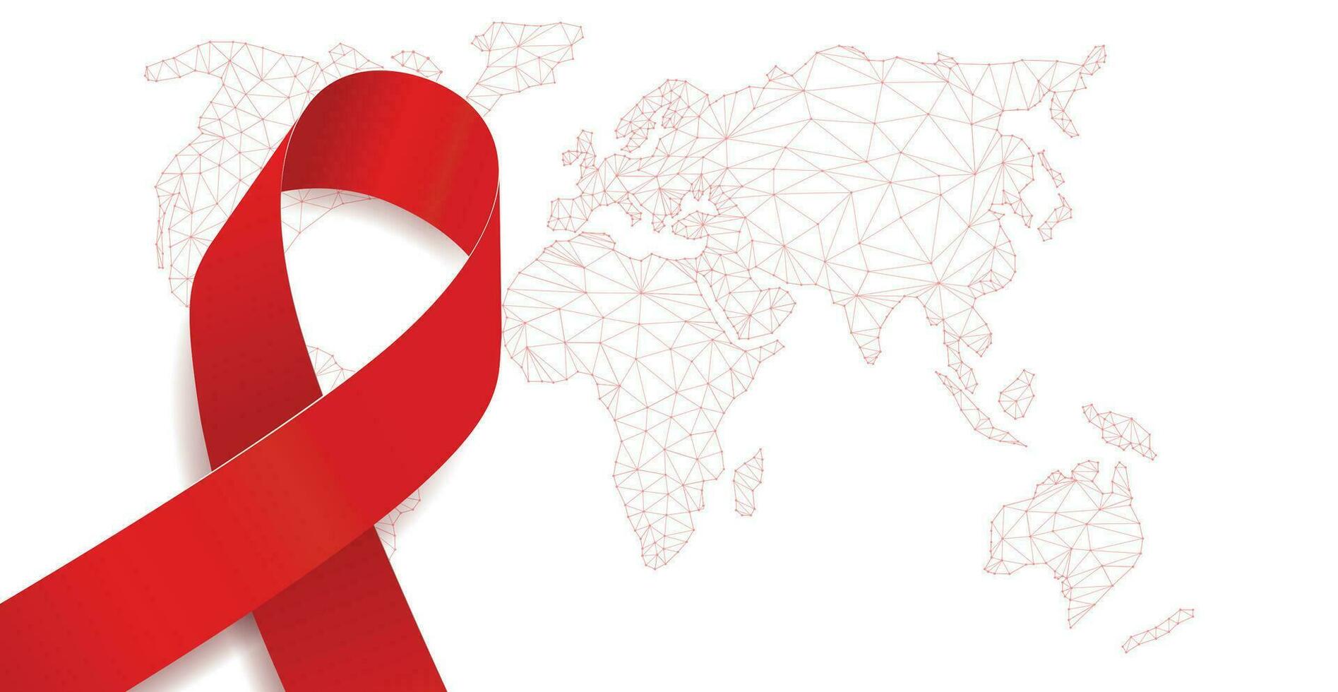 World Aids Day concept. Banner template with red ribbon awareness. Vector illustration.