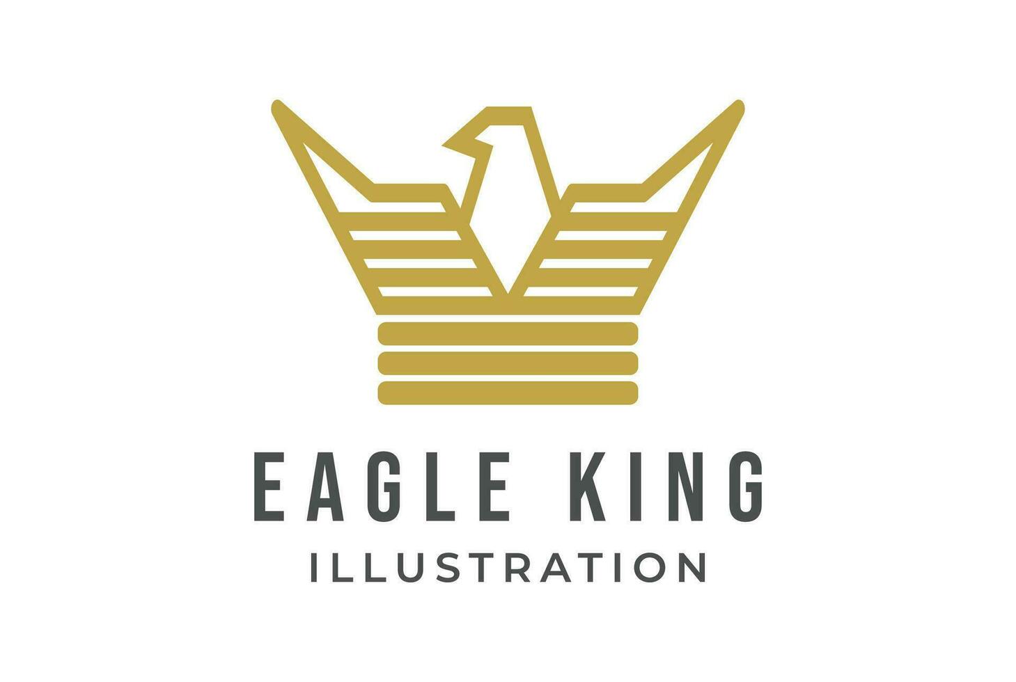Golden Eagle Falcon Hawk King Crown Icon Illustration Vector