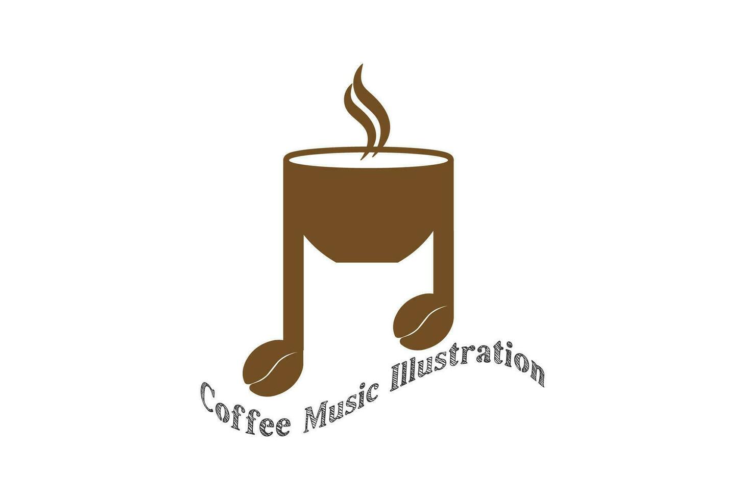 Vintage Coffee Cup Mug with Music Note and Coffee Bean for Cafe Bar Icon Illustration Vector