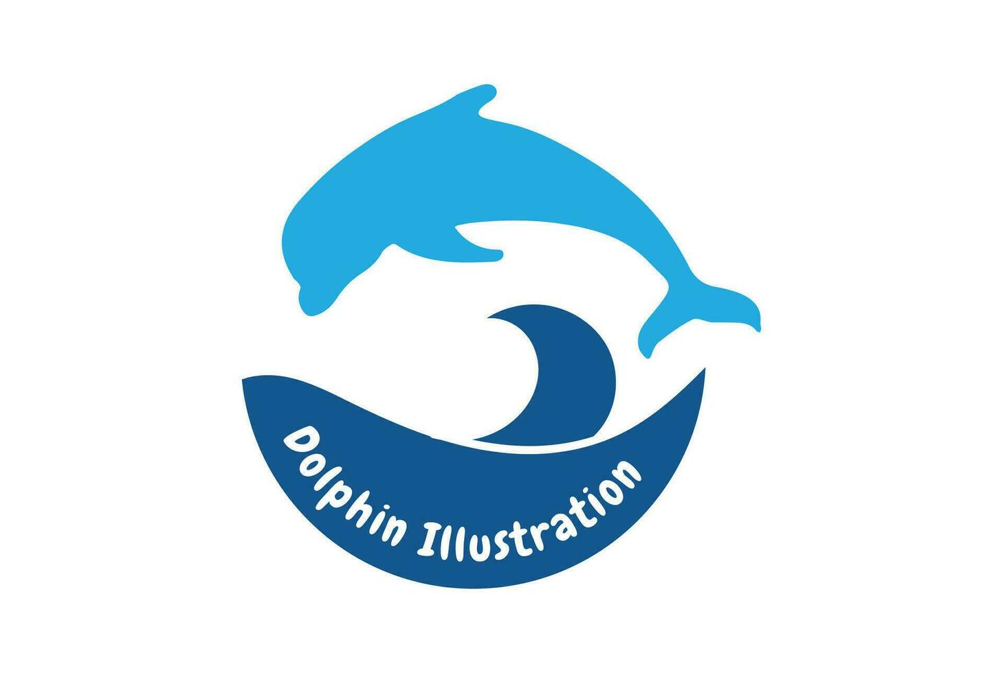 Ocean Sea Wave with Jumping Dolphin Icon Illustration Vector