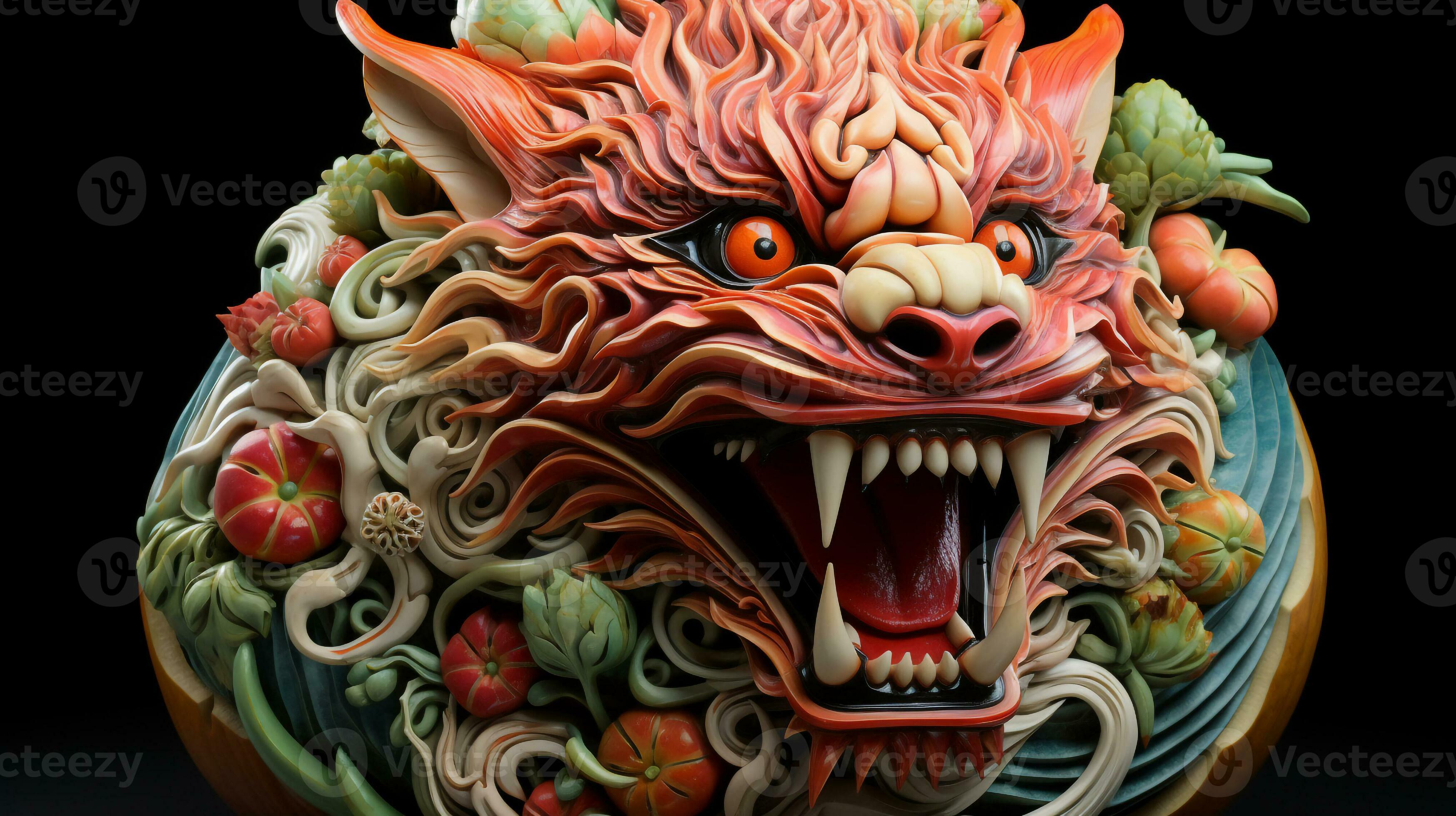 Chinese dragon 3d illustration. Generative AI Stock Illustration