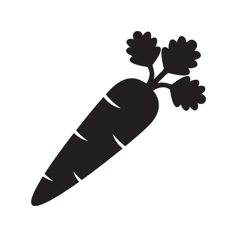 Carrot Icon, Vegetable in black silhouette vector icon.