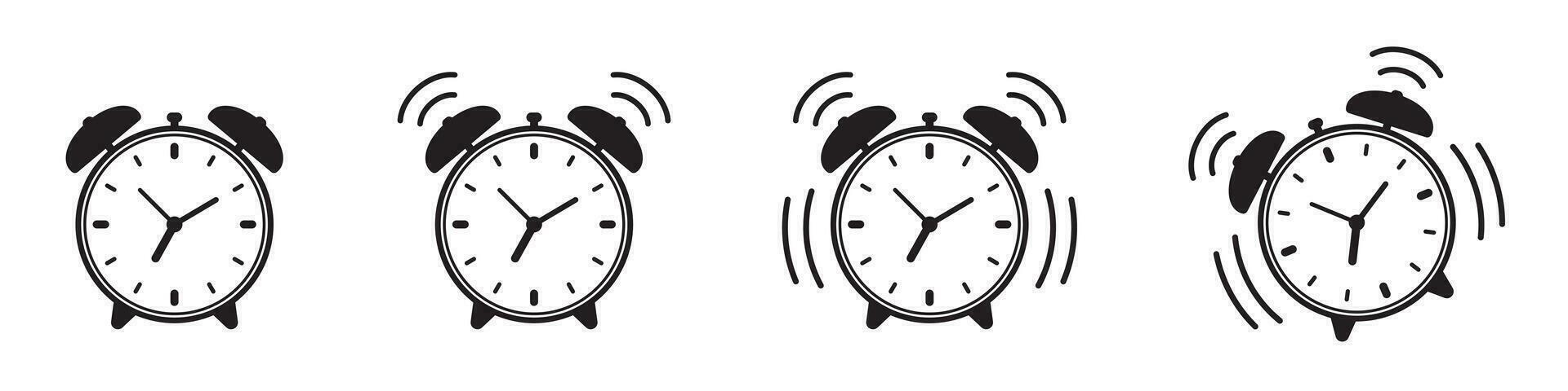 Ringing alarm clock icon. Alarm clock icon, vector retro alarm clock.
