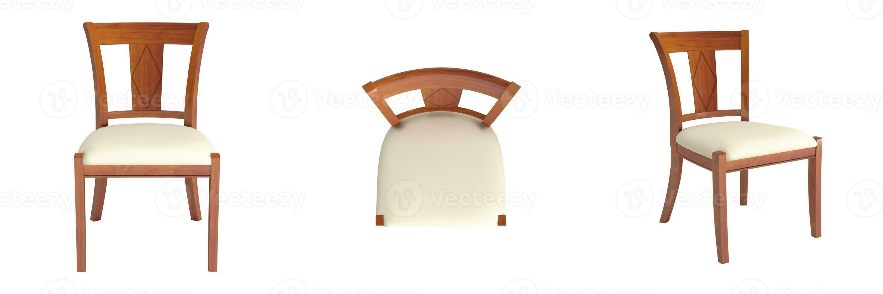Chair in front side and top angles armchair set isolated on white background 3d render photo