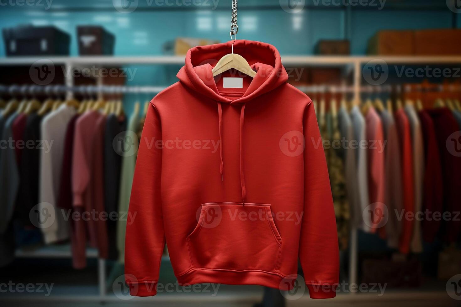 A mock-up of an oversize hoodie with a hood and pocket. photo