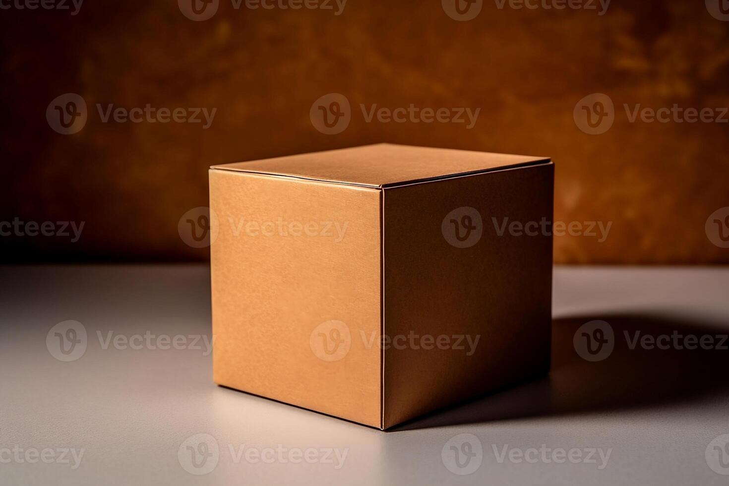 Square cardboard box with lid. photo