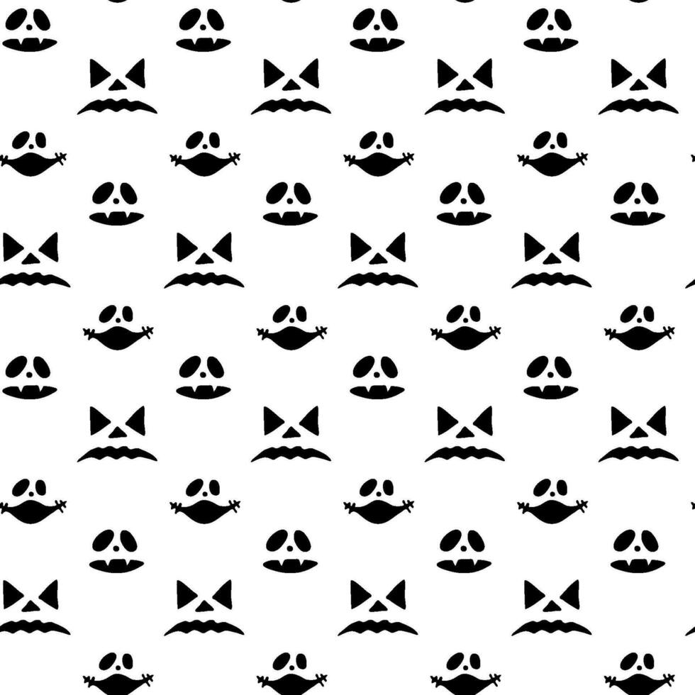 Halloween Seamless pattern in doodle style. Vector hand drawn holiday illustration. Line art sketch