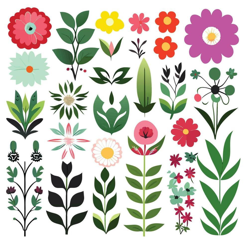 Flowers collection, vector design