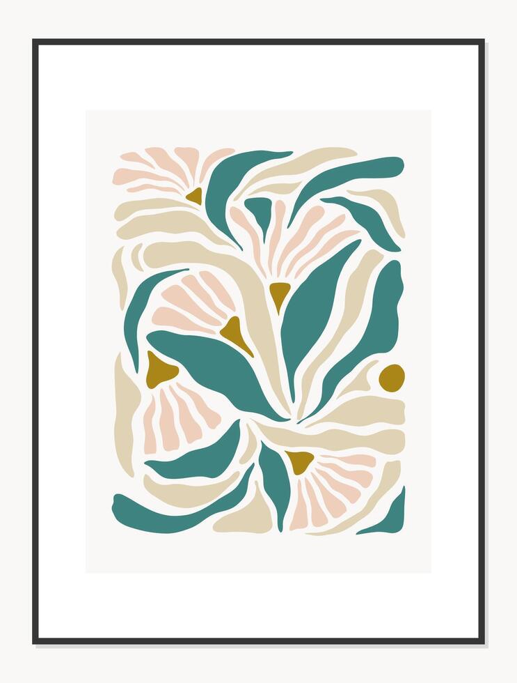 Abstract floral vector illustration. Flower poster concept template perfect for postcards, wall art, banner etc. Retro 70s, 80s, 90s botanical design.