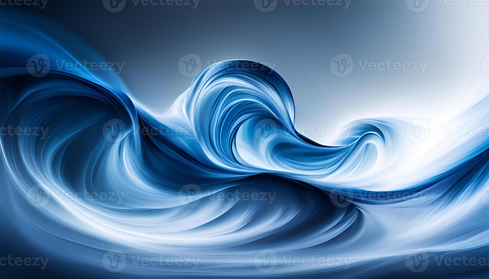 Blue abstract wave of smoke - Generative AI photo