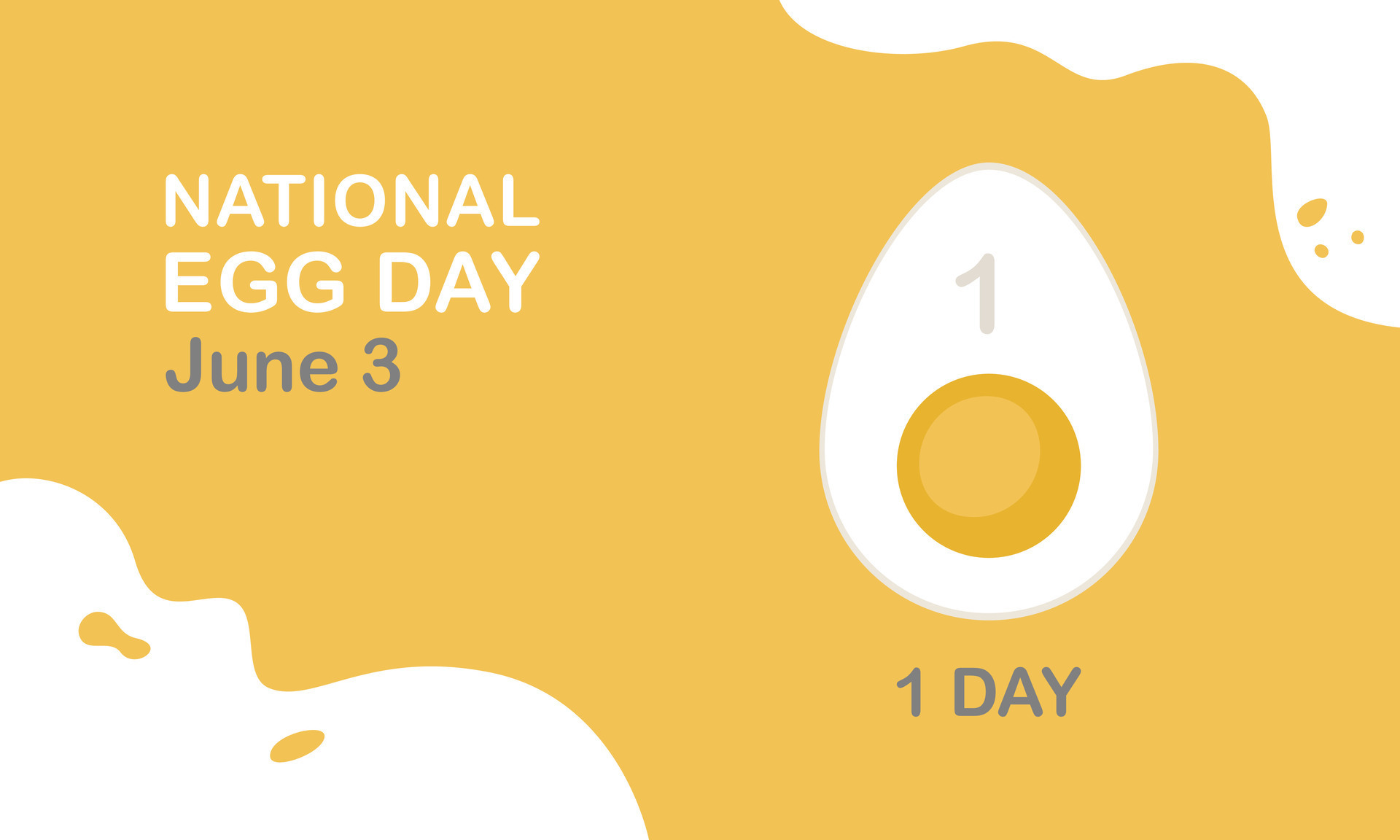 National Egg Day. June 3rd. One egg per day. Vector banner yellow