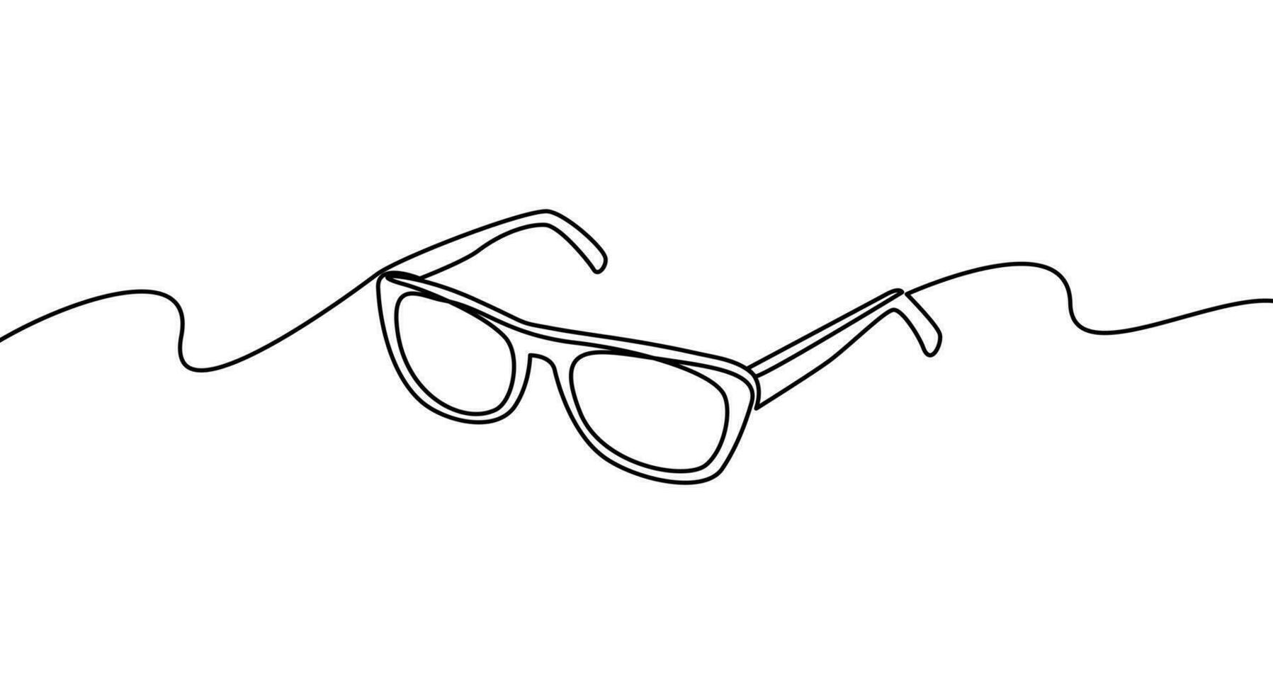 Glasses in continuous line drawing style. Minimalist black linear