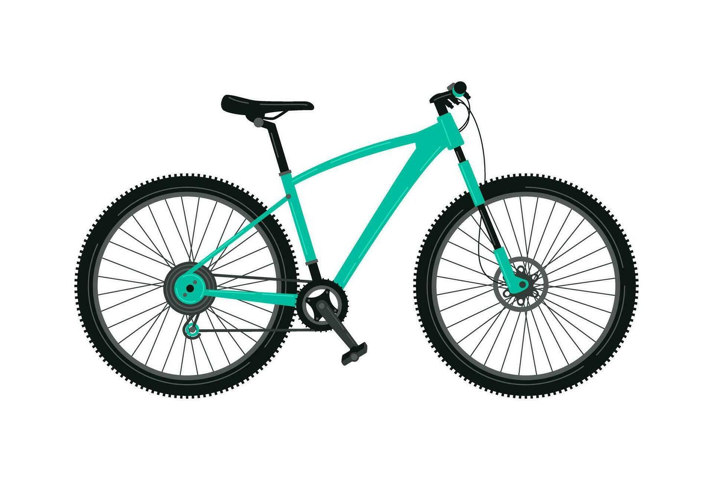 Vector illustration of a mountain bike isolated on a white background. Vehicle. Design element for urban mobility, cycling, mountain sport hobby, entertainment