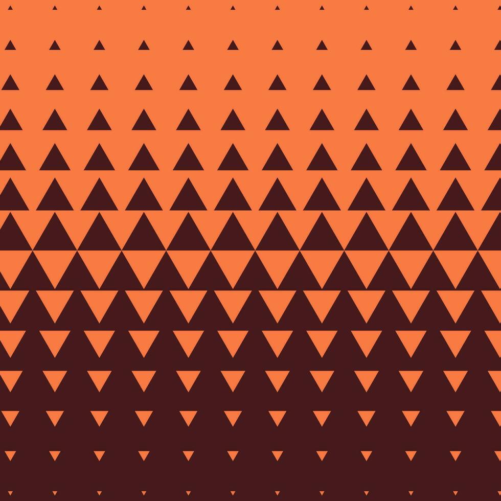 Brown halftone triangle mosaic pattern background. Half tone retro wave triangular tiles geometric texture vector template.