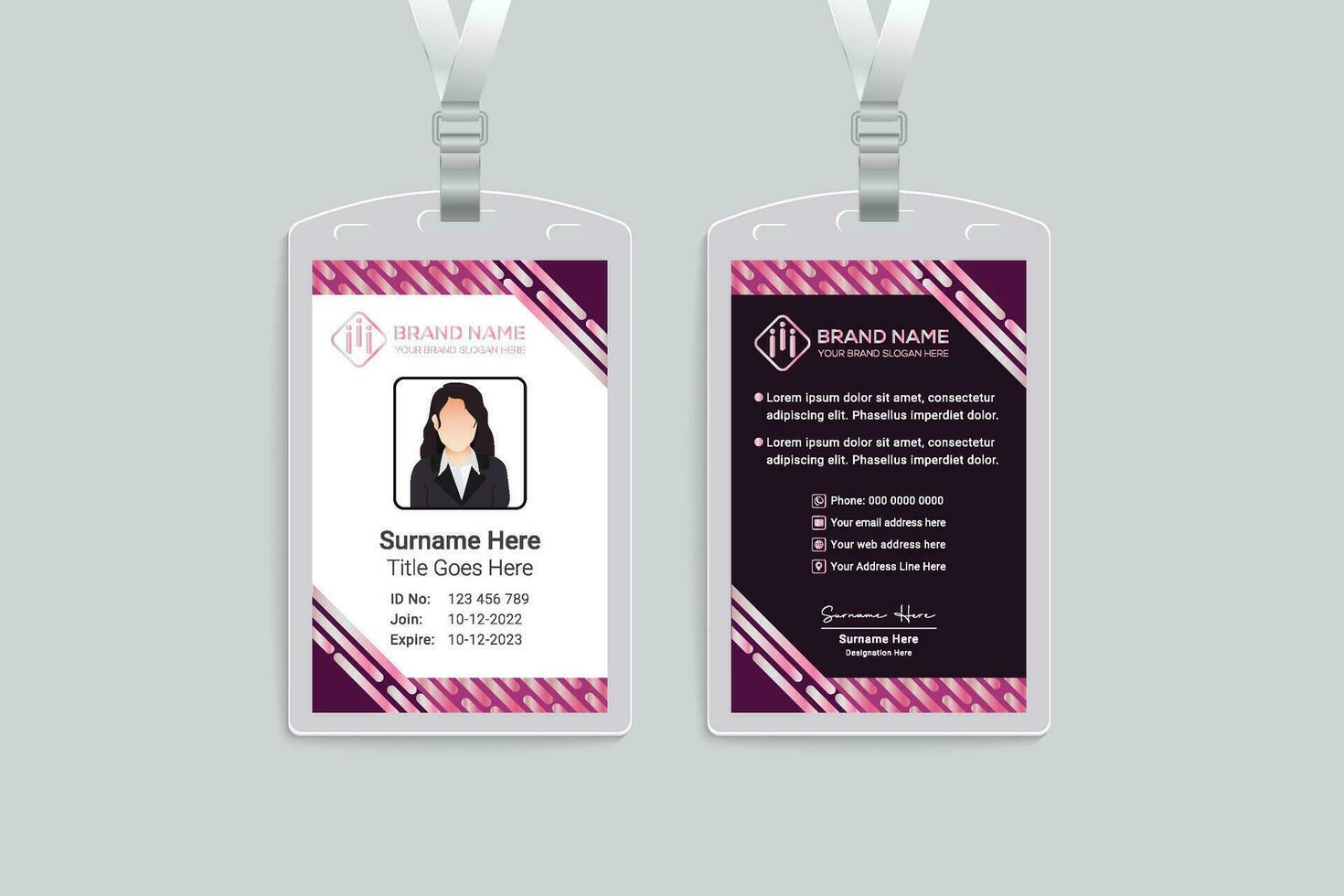 Clean style modern id card template vector