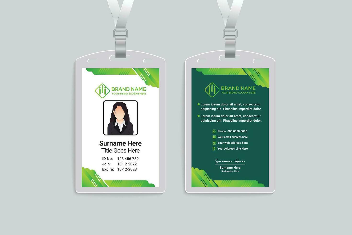 Company id card design and green color vector