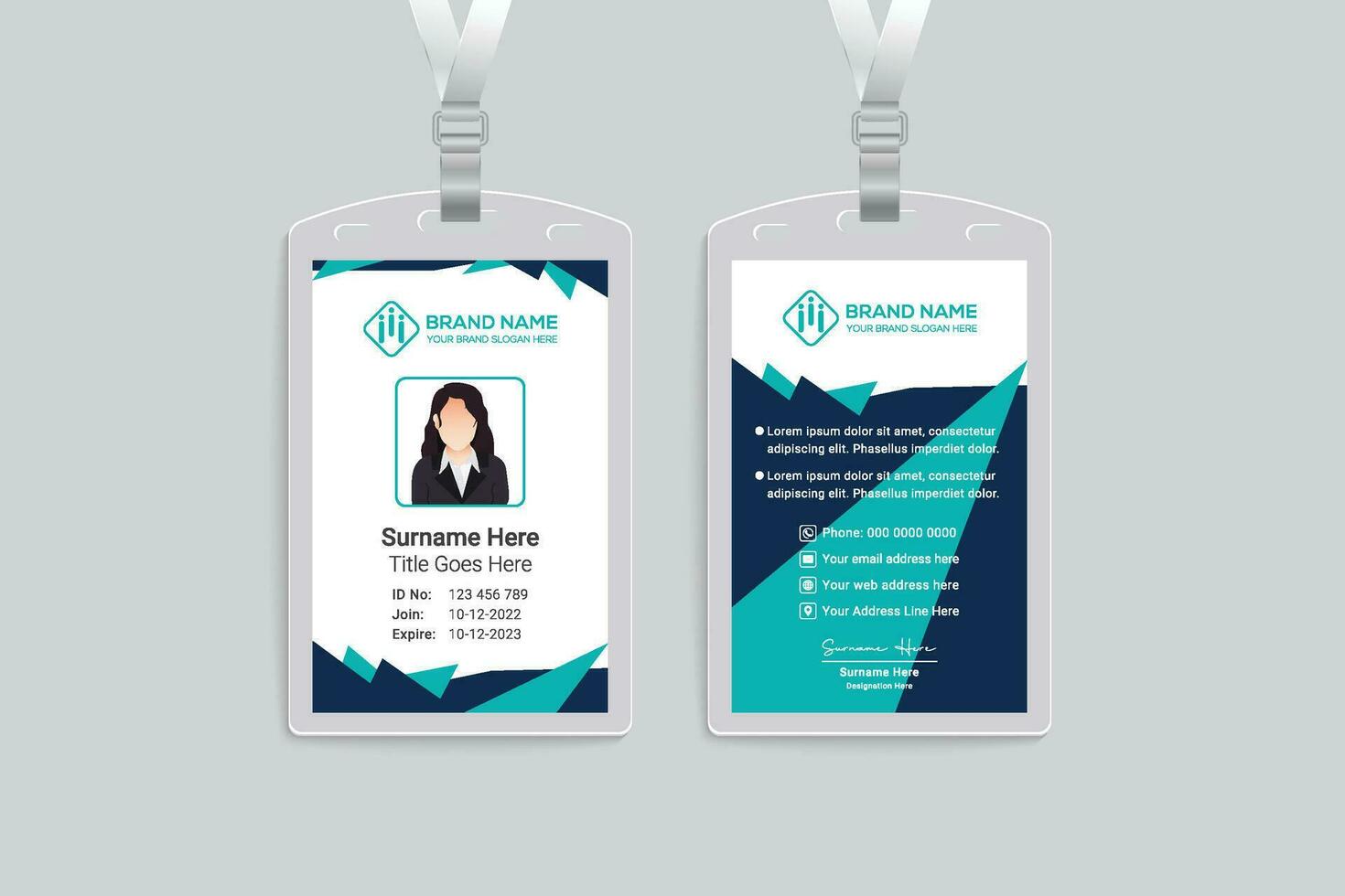 Clean style modern id card template vector