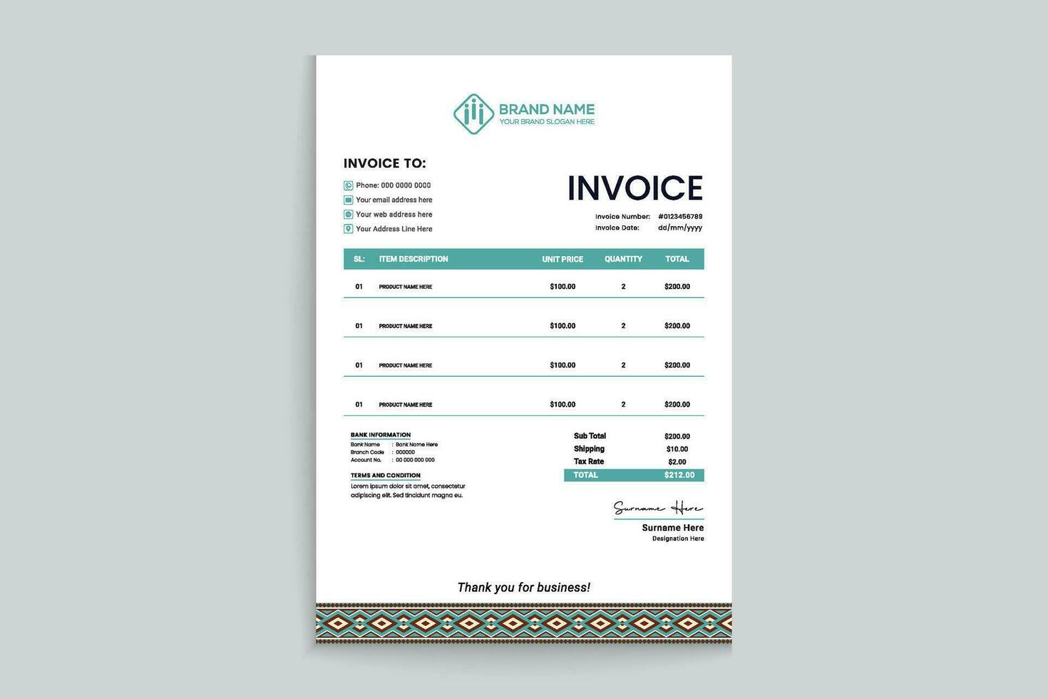 Professional invoice mockup vector