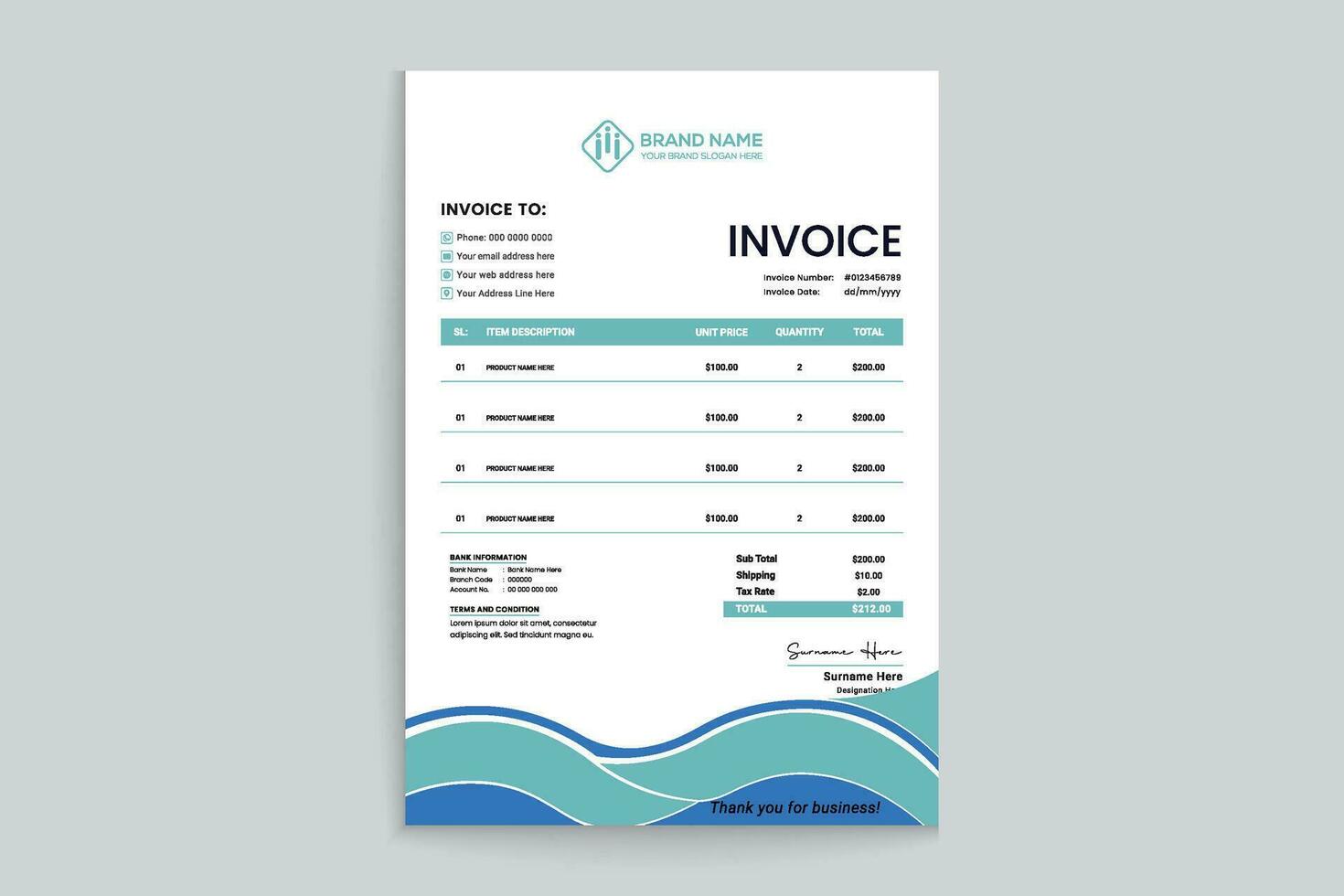 Professional invoice mockup vector