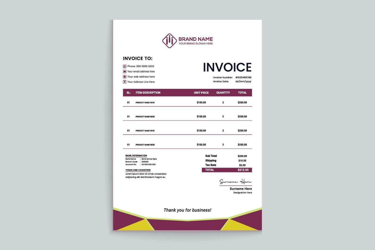 Stylish invoice template vector