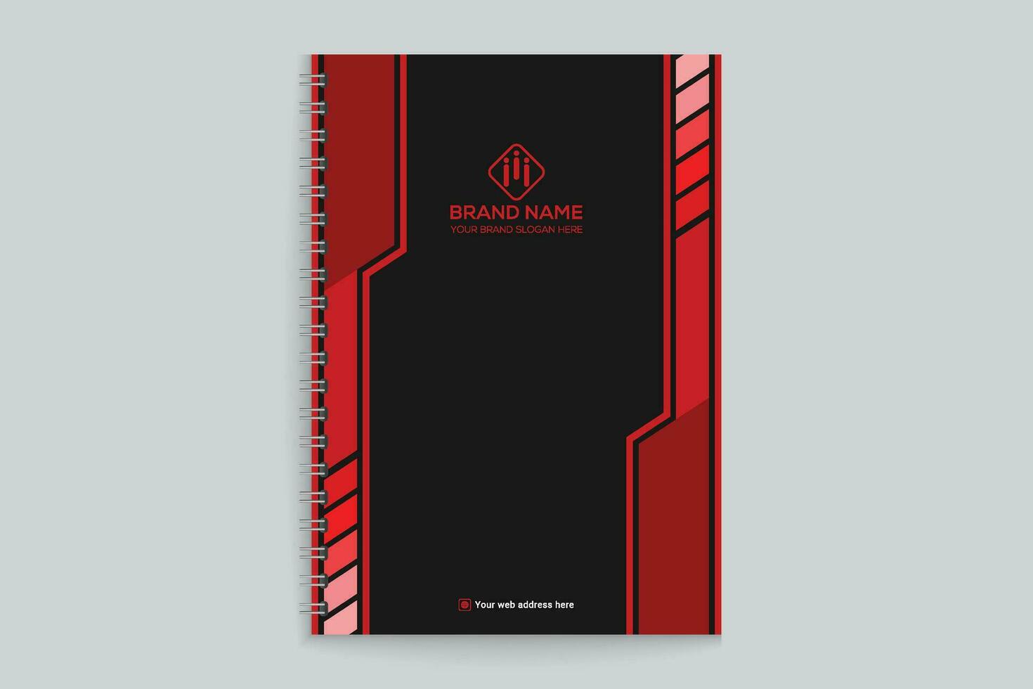 Red and black color notebook cover design vector