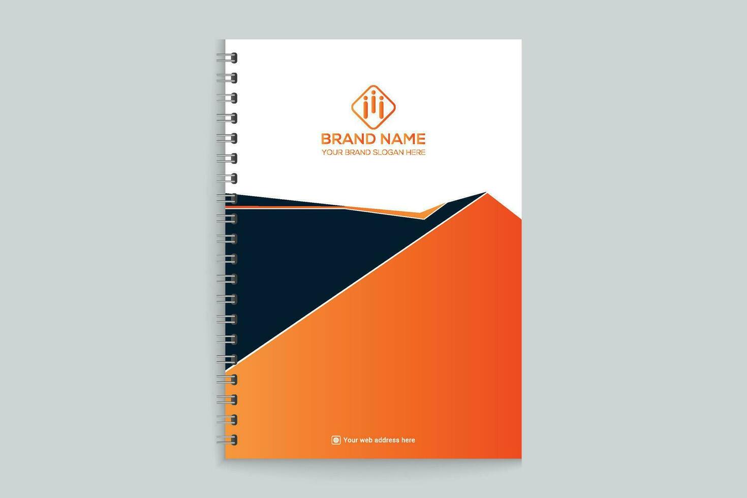 Elegant minimal orange  and black notebook cover template vector