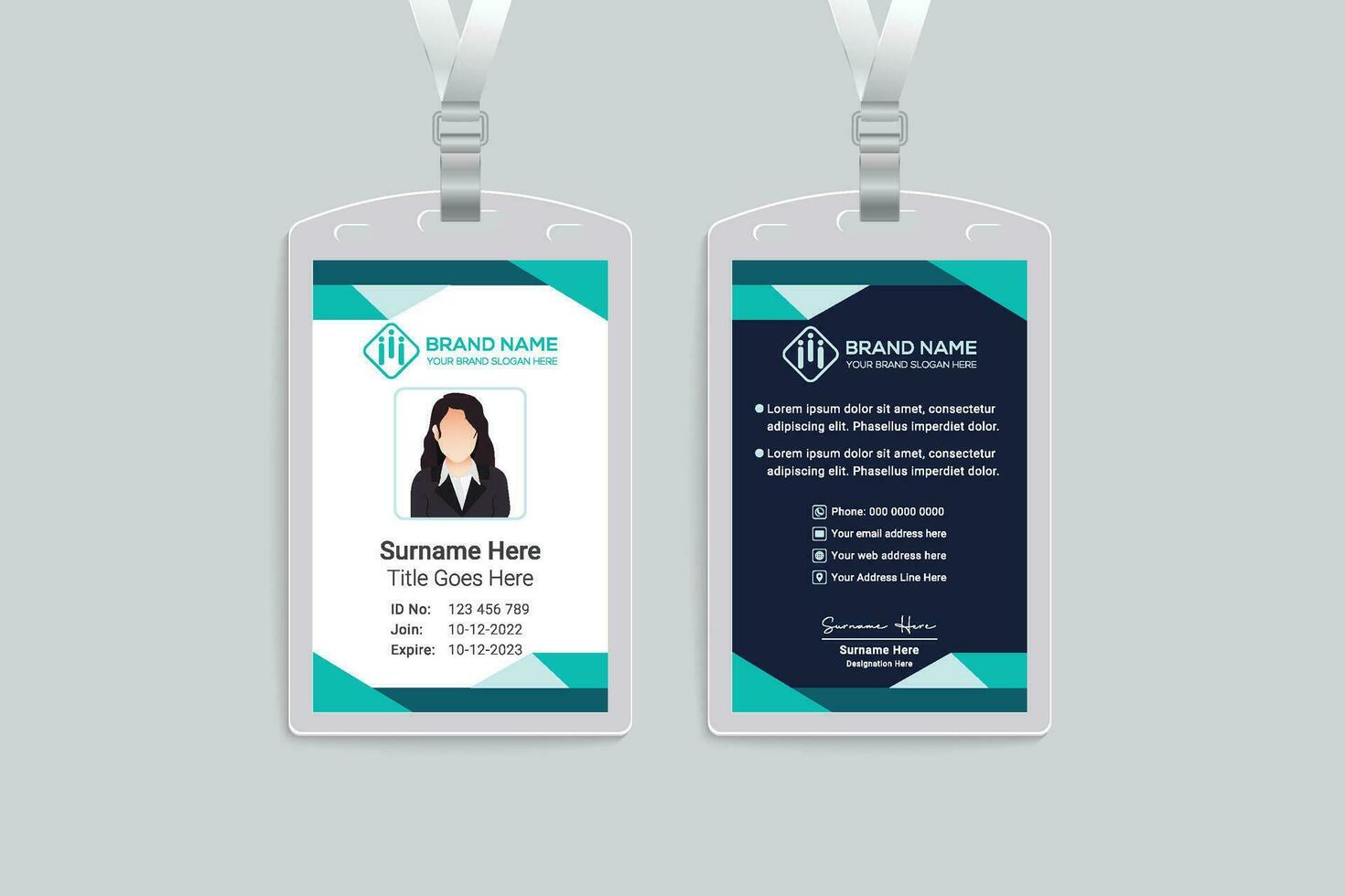 Clean minimal id card design vector