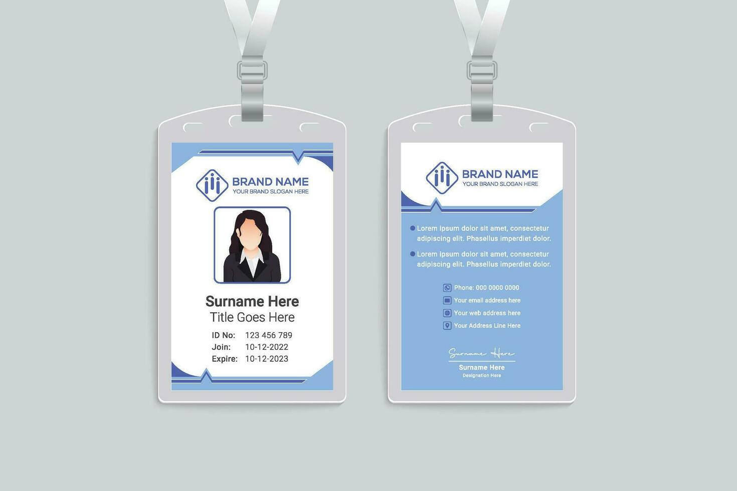 Company id card design and blue color vector