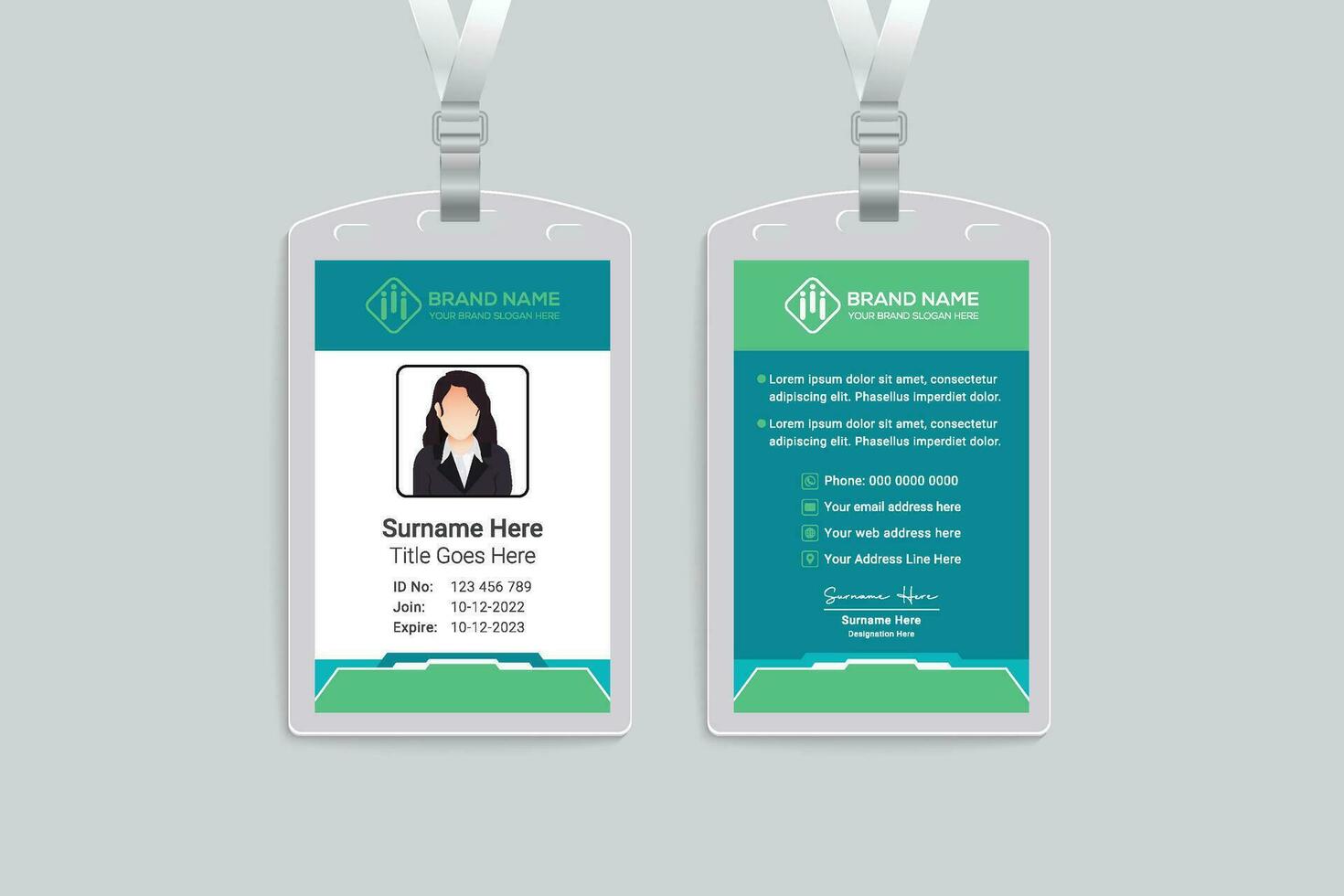 Company id card design and green color vector