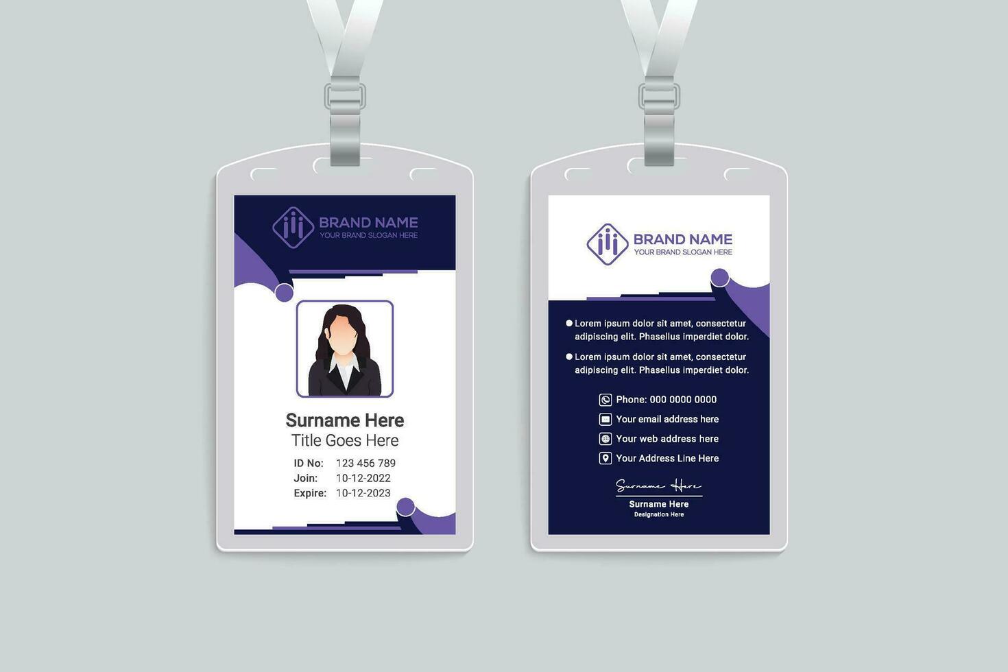 Clean style modern id card template vector