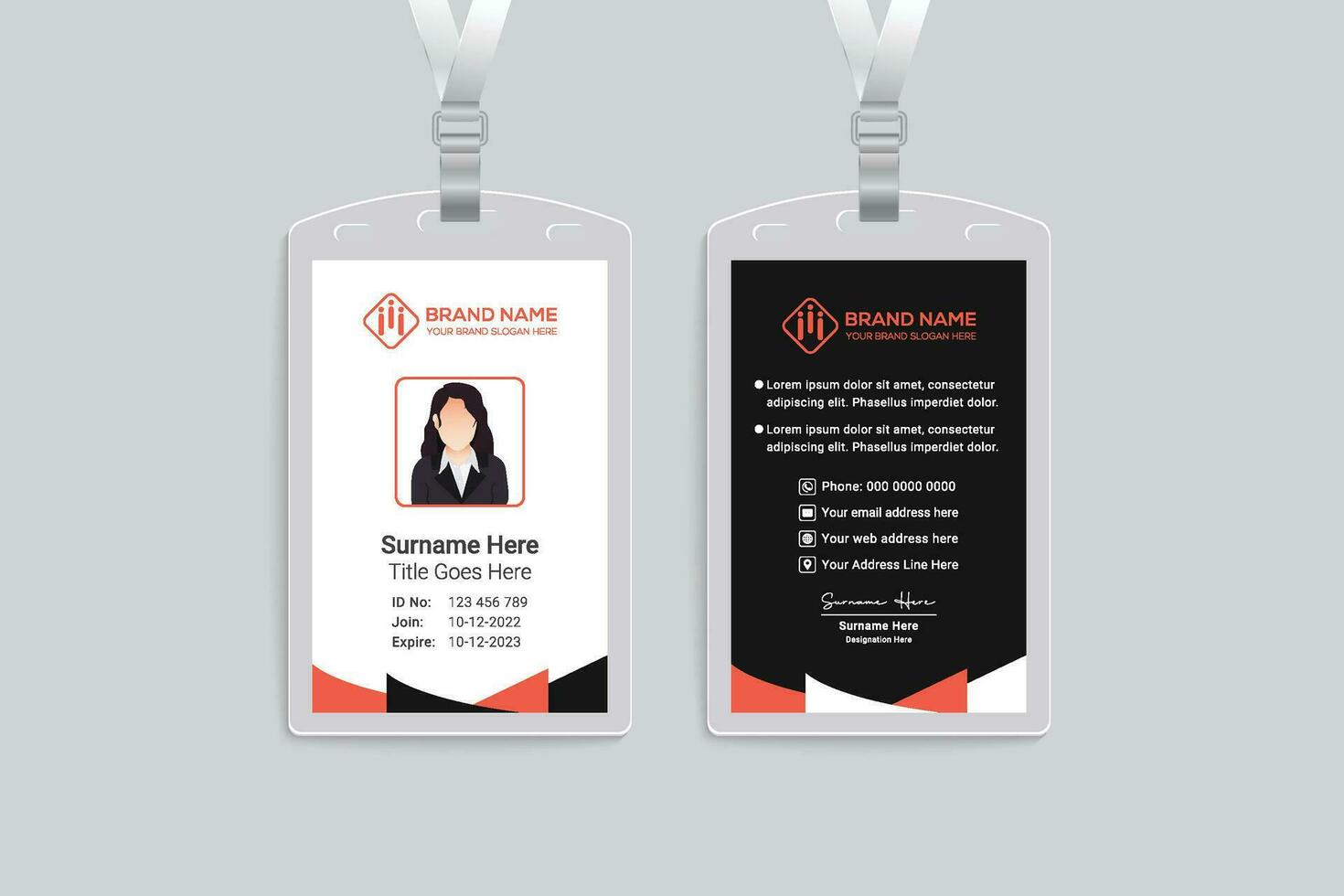 Corporate red and black color id card design vector