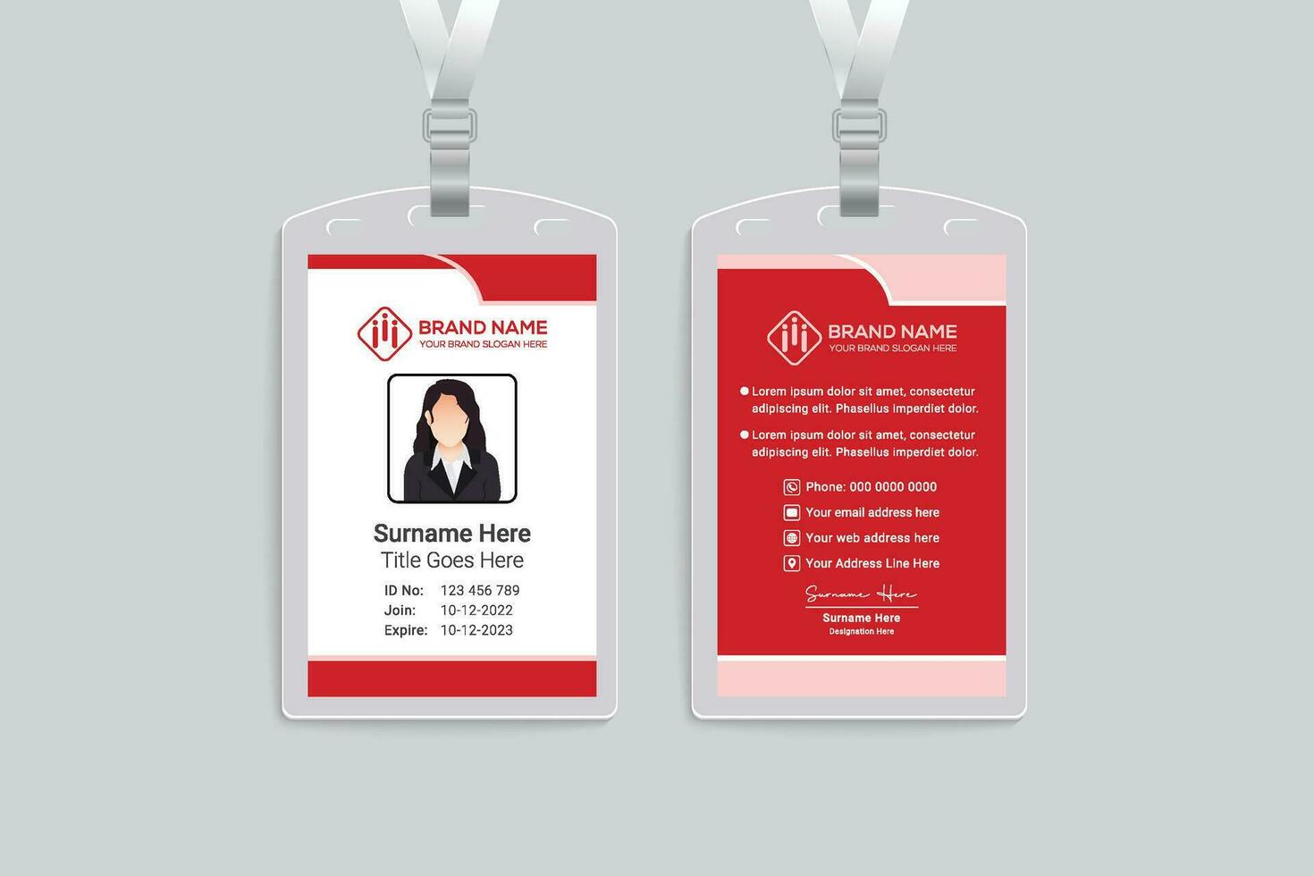 Corporate red  color id card design vector