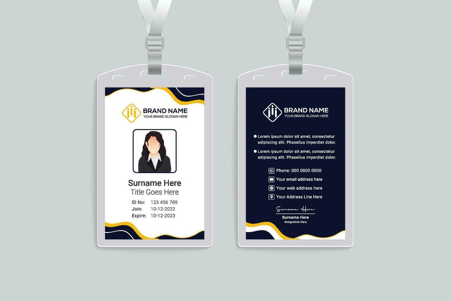 Clean style modern id card template vector