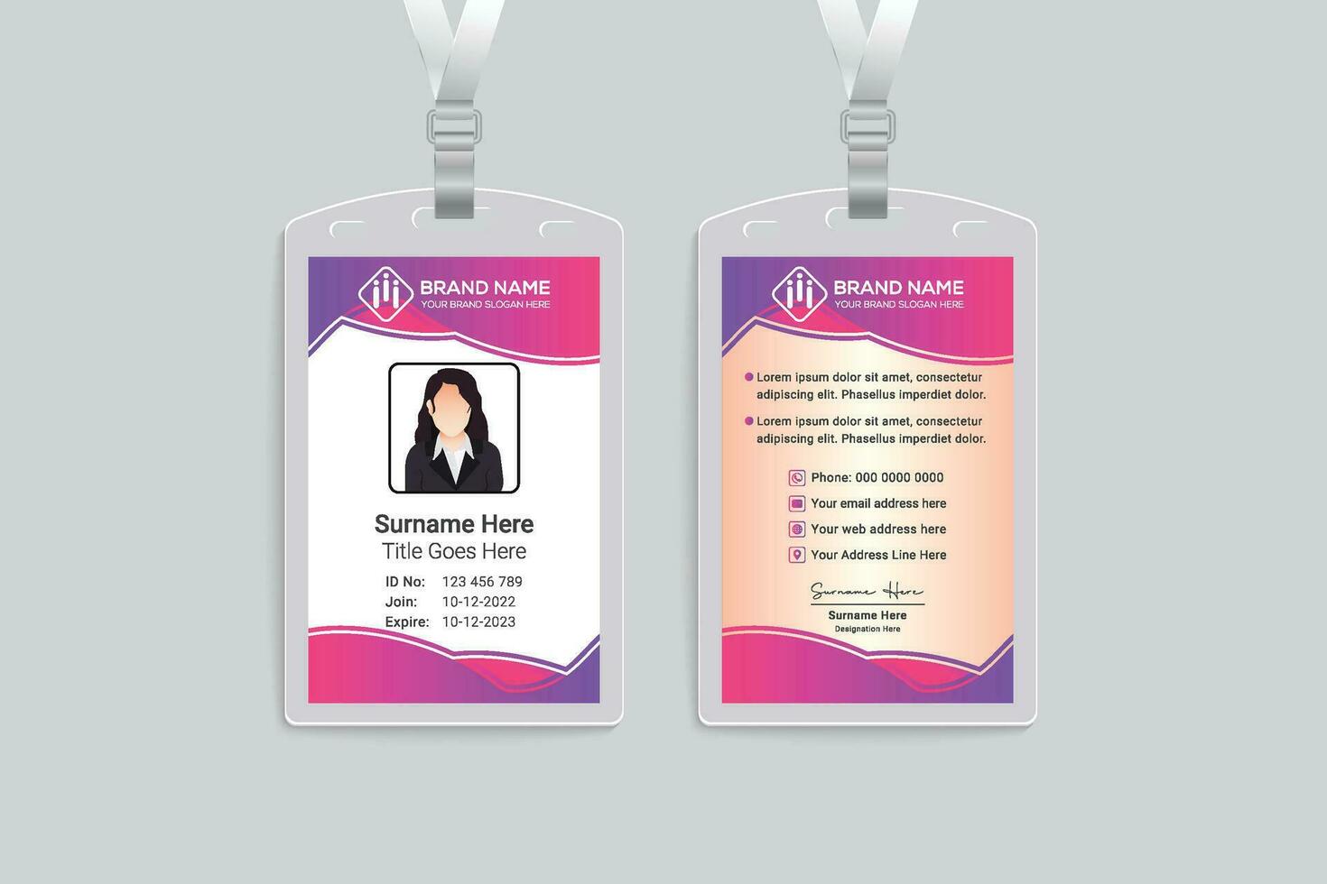 Gradient color id card template vector
