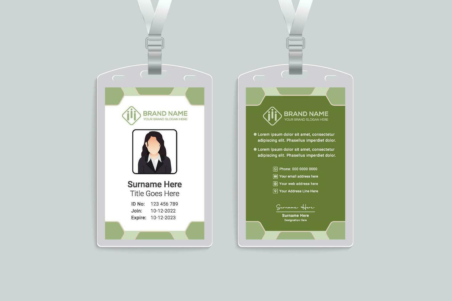 green elegant corporate id card design vector