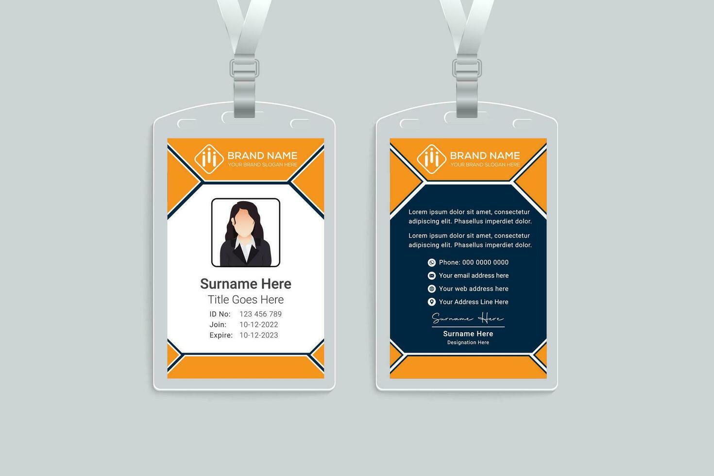 Orange elegant corporate id card design vector